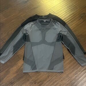 Gymshark Compression Shirts Bundle of 2- Gray and Black Long Sleeve
